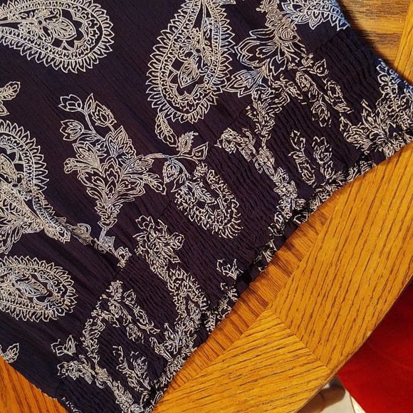 Paper Crane Dohlman Flutter Sleeve Double V Bandana Print Blouse M - Picture 9 of 12